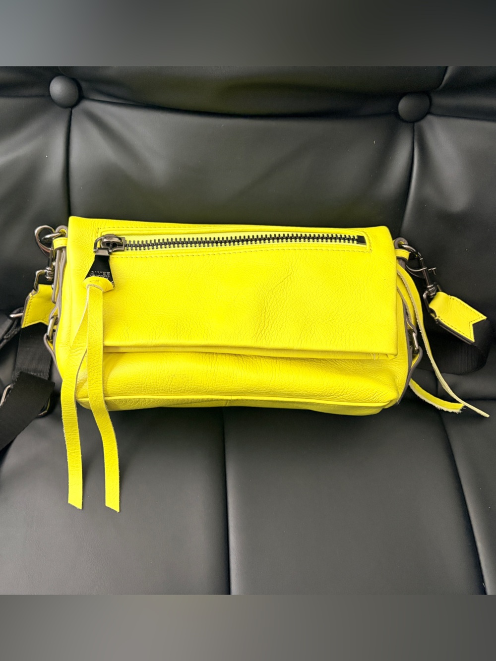 Aimee Kestenberg Zip Me Up leather crossbody bright yellow